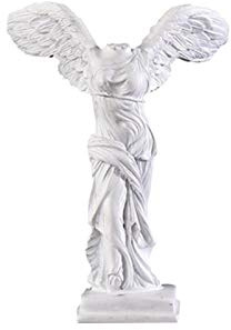 QOTSTEOS Estatua de la victoria alada de Samotracia, escultura de la diosa griega, figura de resina de Victoria, adorno de escritorio para el hogar, la oficina (blanco, talla: S)