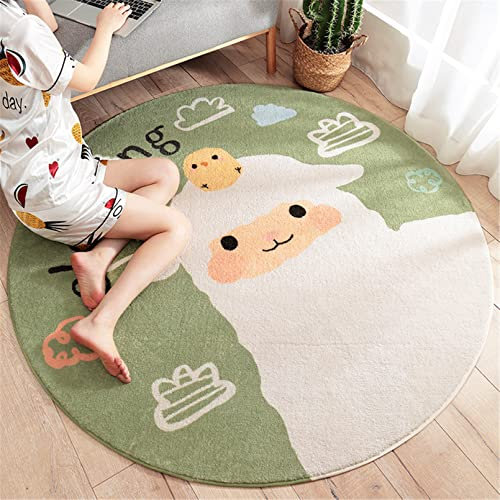 SWECOMZE Kinderteppich Kinderzimmer Teppich Rund Spielteppich Modern Verdicken Kaschmirimitat Weich Karikatur Babymatte rutschfest Spielmatte (C,100cm)