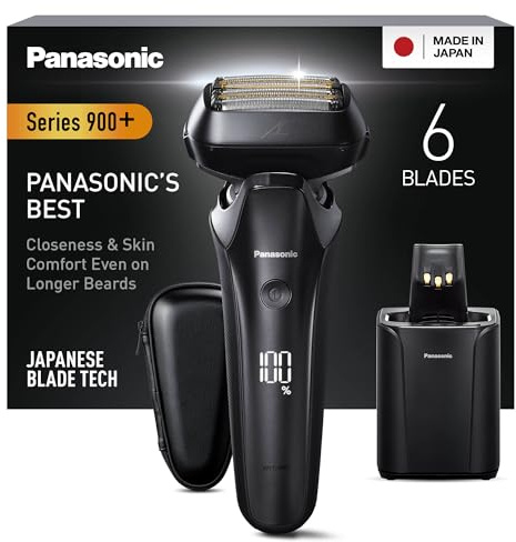 Panasonic Series 900+ ES-LS9A Wet and Dry 6-Blade Electric Shaver for Men - Responsive Beard Sensor, Precise Clean Shaving with Cleaning & Charging Stand
