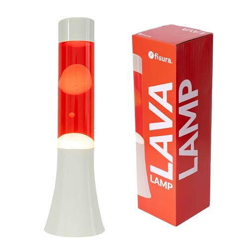 Fisura LAMPADA LAVA LAMP ROSSA E BIANCA LIQUIDO TRASPARENTE H31CM