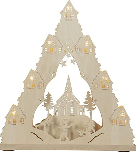 weigla Lichterspitze 7 FLG. Seiffener Kirche BxHxT 38,0x43,0x4,5cm NEU Schwibbogen Leuchterbogen