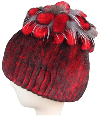 keusyoi Fellmützen für Frauen Winter Fell Strickmütze Damen Warm Schneemützen Damen Elegant Beanies Cap