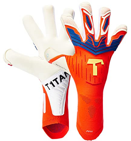 T1TAN Alien Gravity Red 2.0 målvaktshandskar för vuxna, fotbollshandskar unisex – blandat snitt och 4 mm proffsgrepp – storlek 10