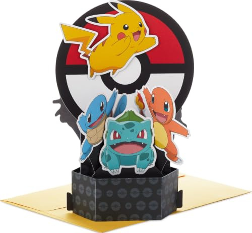 Hallmark Pokémon Birthday Card for Kids, Pop Up 3D (Pikachu, Charmander)