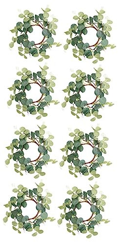 Warmhm 8stücke Eucalyptus Kerzenringe Künstliche Eukalyptus Kränze Für Kerzen Dekorative Tischdeko Für Frühling Hochzeiten Und Partys Langlebige Materialien Stilvolles Design