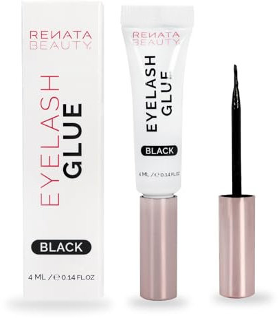 RB RENATA BEAUTY Colla Ciglia Finta Nera 24 Ore – Adesivo Impermeabile Doppia Funzione con Tubetto e Pennello
