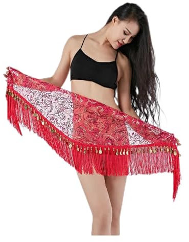 Bauchtanz-Hüfttuch, Bauchtanz-Profi-Kostümzubehör, orientalischer Tanz-Münzen-Gürtel, Dreieck, Bauchtanz-Hüfttuch für Frauen, Damenbekleidung (Farbe: 8, Größe: goldene Münzen) (1 goldene Münzen)