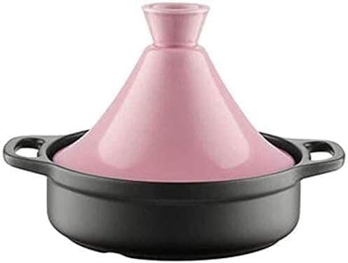 AteEco Practical Casserole Dishes Moroccan Tagine Pot Ceramic Casserole Saucepan with Cone-Shaped Funnel Cover Suitable heatproof (Color : Pink)