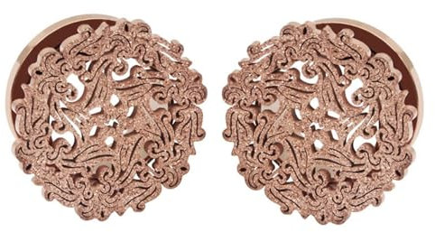 AMDXD 2er Stecker Bahre Gauges Expander, Rund mit Hohl Blumen Tunnel Dehnstab 10mm, Edelstahl Ohrringe Rose Gold