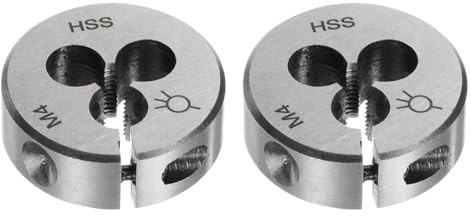 QUARKZMAN 2 Stück Runde Schneideisen, Metrisches M4x0,7 Gewinde (HSS) | (Rechtsgewinde), einstellbares Hochgeschwindigkeitsstahl Schneideisen Reparaturwerkzeug