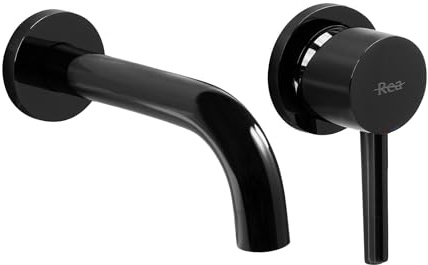 Rea ROBINET ENCASTRÉ LUNGO METALLIC BLACK + BOX Mitigeur Lavabo/Baignoire pour Salle de Bain en Laiton Chaude et Froide Réglable Robinet de Lavage à la Main (Noir)