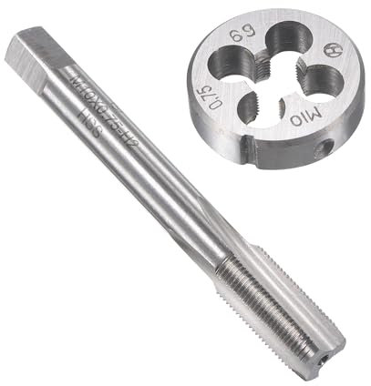 Unifizz M10 x 0,75 mm Set di maschi e matrici metrici, filettatura macchina con filiera rotonda, kit di rubinetto e matrice per la riparazione di dadi e bulloni