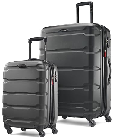 Samsonite Omni PC Hardside Expandable Luggage with Spinner Wheels, Black, 2-Piece Set (20/28)