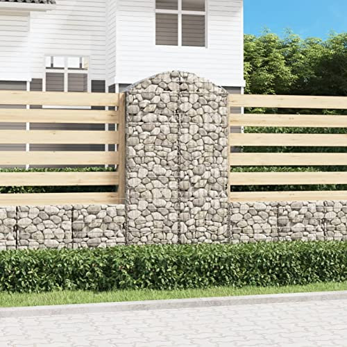 Homgoday Gabbione ad arco 100 x 50 x 180/200 cm in ferro zincato, gabbia per gabbioni, cesto in rete metallica di pietra, parete di sostegno a spirale per esterni, fioriera da giardino, aiuola