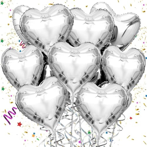 Mbsomnus silver hjärtballonger 45 cm folieballong 15 stycken hjärta ballong metalliska helium ballonger bröllop stora ballonger för födelsedag fest alla hjärtans dag förlovning mors dag bröllop