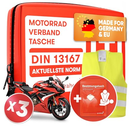 PURAHELP Motorrad 3x Verbandskasten nach aktueller Norm 2026 DIN 13167