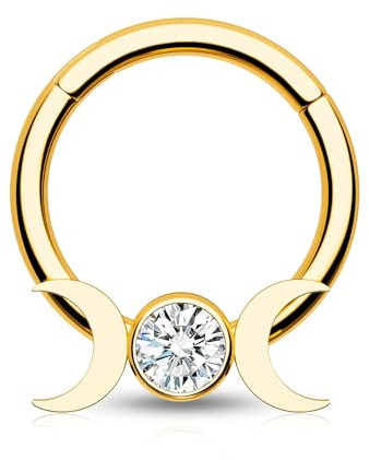 CM Crareesi Mania Septum Piercing Schmuck 16G Mond Phrase Septum Ring Daith Piercing Schmuck 316L Edelstahl Klar CZ Helix Daith Ohrringe für Frauen