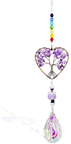 Crystal, Tree of Life Crystal Gifts Natural Gemstone Pendant Rainbow Gifts Crystals and Gemstones Gifts Rainbow Gifts for Women (Amethyst）