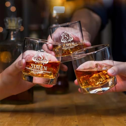 miguha 2 Vasos De Chupito De Whiskey Personalizados Con Nombre/Fecha, Vaso De Whiskey Grabado Personalizado, Cristalería Con Monograma Grabado, Decoración De Fiesta De Boda, Regalo De Boda Para Él