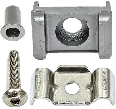 Zaun Pfosten Montagesatz Doppelstabzaun silber 9006 Typ Butterfly Klemmstück V2A (silber) 10er Pack