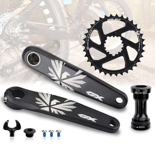 HZXQCVB 170/175mm Mountainbike-Kurbelarm-Satz Hohle Integrierte Kurbeln Aluminium-Legierung Kurbelsatz Mit 30/32/34/36/38T GXP Kettenblatt Für 9/10/11/12 Gänge(175mm with BB,34T)