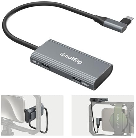 SMALLRIG Hub USB-C 4 in 1 con Attacco Cold Shoe, Hub Multiporta Type-C con PD 100 W/USB-C 3.1 / USB-C 2.0 con Adattatore Audio x 2, per Riprese Mobili di Video ProRes a 4K 60 fps - 4598