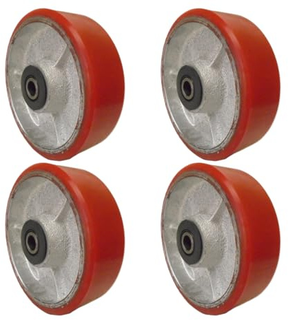 5x1-1/2 Polyurethane on Steel Caster Wheel Roller Bearing & Free 1/2 Bushing, Replacement Caster Wheel, Supports 800 lbs, 3,200 Lbs Total, Perfect for Carts, Dollies, Industrial Equipment (4)