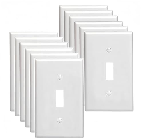 Light Switch Cover Plate,Toggle Light Switch Wall Plate,Toggle Wall Plate Cover,Standard Size 1-Gang 4.50 x 2.76,Unbreakable Polycarbonate Thermoplastic,UL Listed (12 Pack, Glossy White)