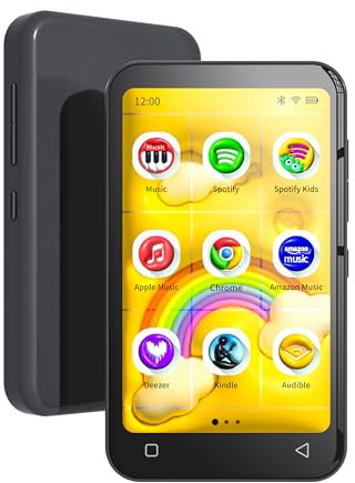 TIMMKOO Lecteur MP3 pour enfants avec Bluetooth et WiFi, contrôle parental, Spotify préinstallé, Spotify Kids, Audible, lecteur MP4 à écran tactile de 10,2 cm, jusqu'à 1 To (noir foncé)