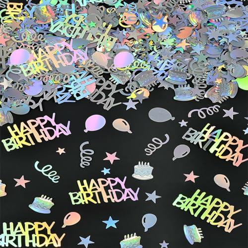 KASESSS Konfetti Geburtstag Tischdeko, 30g Glitzer Tischdeko Geburtstag, Streudeko Geburtstag Deko, Silber Happy Birthday Deko, Konfetti Geburtstag Deko Party, Confetti Tischdeko Geburtstag Mann Frau