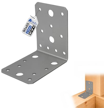 GEZU IMPEX Vinkelbeslag 90 x 90 x 65 mm, Galvaniserad, Set med 10 st, vinkeljärn, vinkelanslutning
