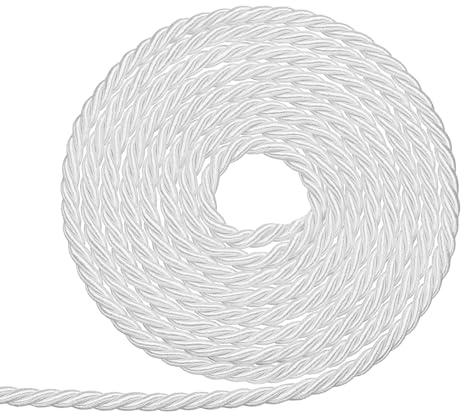 sourcing map Twisted Cord Trim, 3mm/11 Yard Trim Cord Rope 3-Ply Polyester Silk Twine Braided Rope for Home Decor Graduation, White
