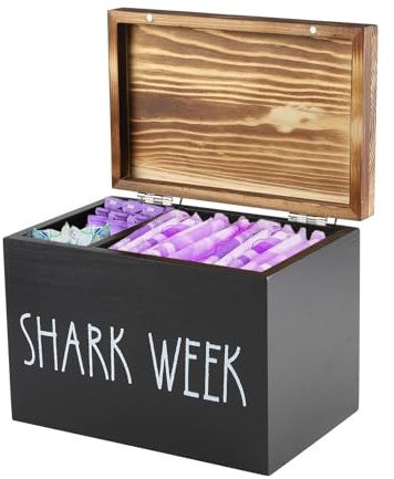 ZoeQide Binden Aufbewahrung Badezimmer Holz Schwarz 2 Fächer Tampon Box | Slipeinlagen Box für Hygieneartikel mit Deckel, Organizer für Wattepads und Wattestäbchen auf Schminktisch und im Bad