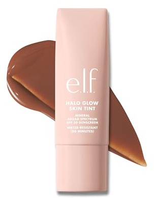 e.l.f. Halo Glow Skin Tint SPF 50, getönte Feuchtigkeitspflege mit leichter, aufbaubarer Deckkraft für einen natürlichen Glow, vegan und tierversuchsfrei, 15 Deep Cool | Getönte Feuchtigkeitscreme für leichte, aufbaubare Abdeckung, erzeugt einen natürlichen Glanz, vegan und tierversuchsfrei