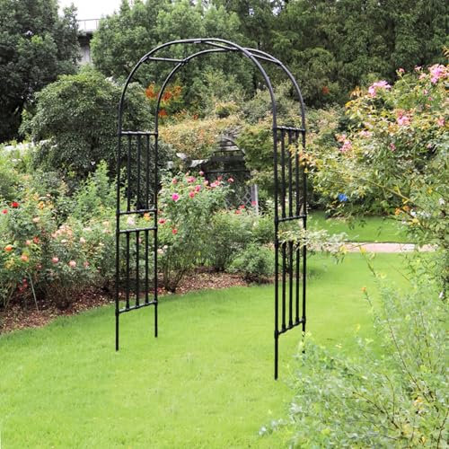 Arche de jardin galvanisée résistante aux intempéries pour plantes grimpantes - Cadre en acier de 20 mm de diamètre - 230 x 240 x 40 cm