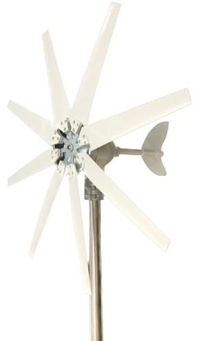 Generatore Eolico Verticale da 1800 W, 12 V/24 V/48 V, Design a 8 Pale per Una Generazione di energia efficiente, Ideale per progetti scientifici Fai da Te ed esperimenti didattici.