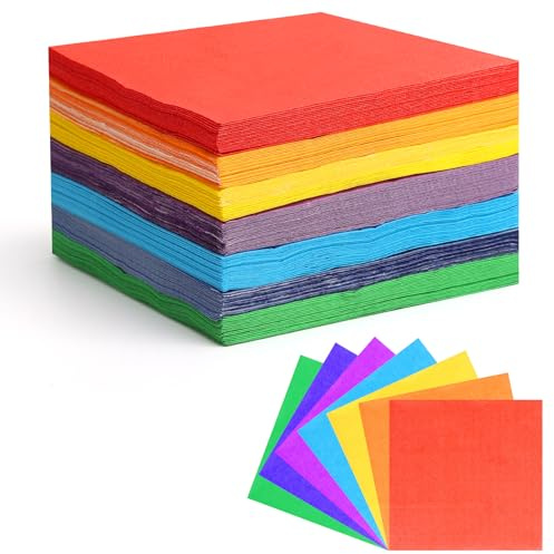 VOSSOT serviette papier colorées 140 pièces 7 couleurs, serviette papier anniversaire 2 plis pour décoration de table décoration,serviette de table 25 x 25 cm pour anniversaire d'enfant, fête,Dîner