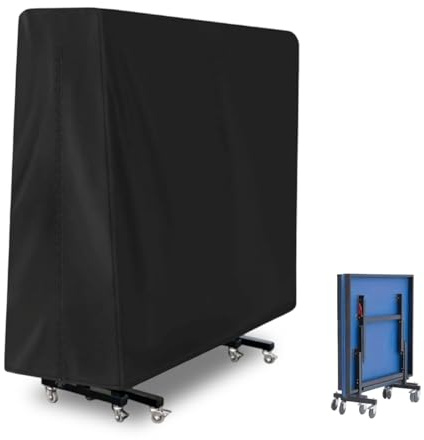 Tischtennisplatte Abdeckung 600D Wasserdichte Oxford Tischtennis Schutzhülle,Outdoor Pingpong Abdeckhaube mit Reißverschluss Reißfest Winddicht UV-Beständiges Tischtennis Abdeckung 165x70x185cm (B)