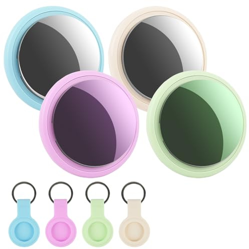 4 Pack Color Air Tracker Tag Works with Find My App (iOS Only) | Item Finder Smart Tracker Tag with Color Silicone Protective Case for Luggage, Wallets, Keys