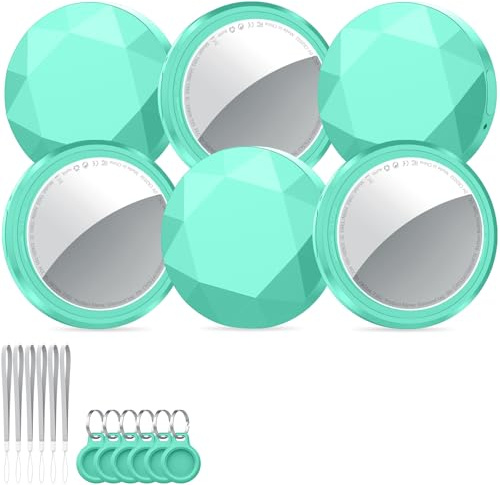 Air Tracker Tag Schlüsselfinder 6er Pack, Koffer Tracker Kompatibel mit Apple Wo ist? APP (Nur iOS), Bluetooth Key Finder für Gepäck/Taschen/Koffer, Smart KeyFinder, Austauschbarer Akku, Mintcyan