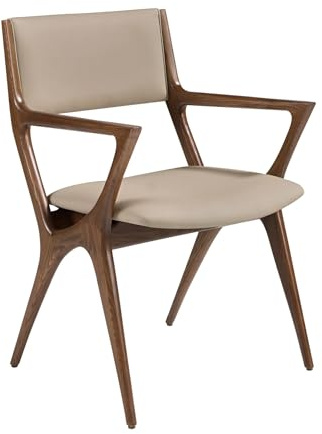 Angel Cerdá – Silla Comedor Tapizada en Polipiel Visón | Sillas Comedor Modernas, Diseño Minimalista, Elegante | 56 x 61 x 81 cm, Patas de Madera Nogal | Cómoda, para Comedor, Salon