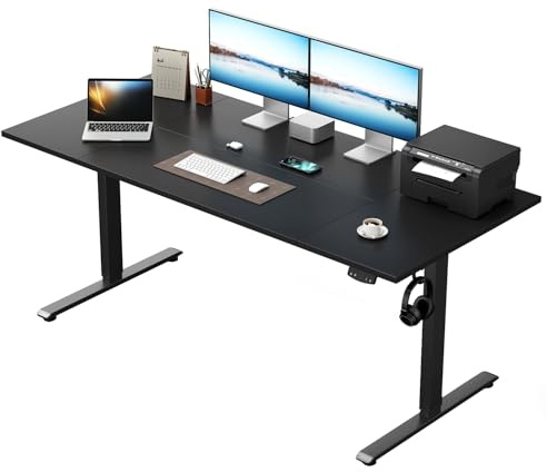 Klicelor Höhenverstellbarer Schreibtisch 120x80 cm mit 2 Speicherplätzen | Schreibtisch elektrisch, Stehschreibtisch mit Kollisionsschutz, 70 kg Tragkraft, Computertisch für Homeoffice, Schwarz