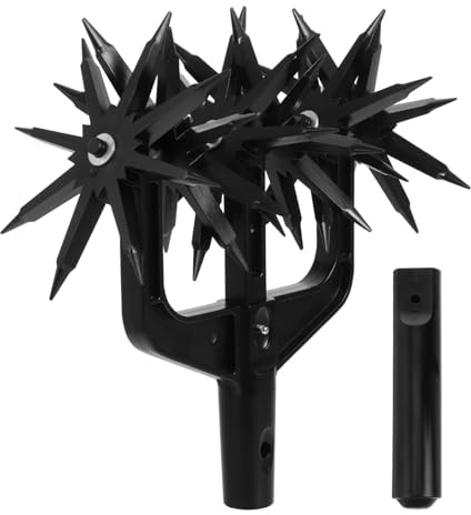 DIYEAH Cultivateur Rotatif Manuel de Jardin pour Réensemencement, Scarificateur Brise-mottes Réglable, Outil Robuste de Préparation du Sol Adapté Pelouse et Potager