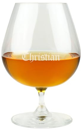 Herz & Heim® Cognacschwenker personalisiert mit Gravur – Leonardo Glas 385 ml – Cognacglas mit Name (Frakturschrift)