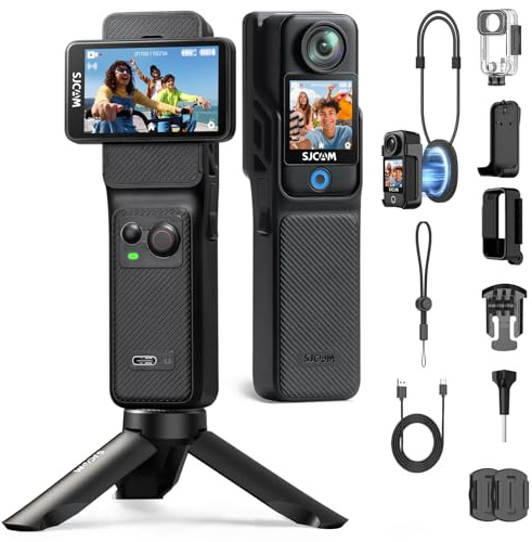 SJCAM C400 4K Action Cam Weiß 128GB,Vlogging-Kamera mit Dual-Touchscreen,7h Akku, 6-Achsen Bildstabilisierung,30-Meter wasserdichte Unterwasserkamera Tauchen und Reisen