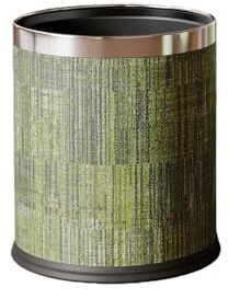 YIORYO Moderner Abfalleimer aus Leder for Badezimmer, runder, dekorativer Abfalleimer (10 l/15 l), for Schreibtisch, Gäste-WC, Schlafzimmer, Hotel, Büro, Zuhause(10L)