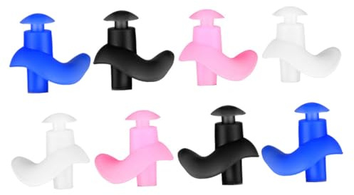 Gatuida 4 pares Tapones de Oídos para Natación Impermeables de Silicona Reutilizables para Profesionales Azul Rosa y Negro Ergonómicos para Deportes Acuáticos