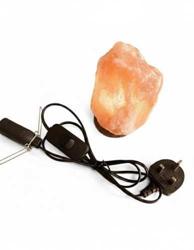 UK Salt Lamp Replacement Electrical Cable with 2 Metal Clips, Spare Light Fitting with UK 3-Pin Plug & 1 Bulb, Replacement Power Cord for Himalayan Salt Lamps, Rock Lamps & Decorative Table Lamps