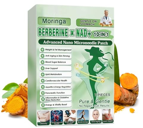 7 Pieces Moringa 10-in-1 Slimming Patches, Moringa 10-in-1 Advanced Nano Microneedle Patch, Weight Loss, Natural Ingredient, Metabolism Balance Patch, Gentle Soothing For All Body Types Men And Women