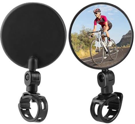 2 Pack Bike Mirrors, 360°adjustable Bicycle Cycling Rear View Mirror, Bicycle Mirror, Clear Rearview for Cyclists, for Handlebar Mountain Road Bike(Black)